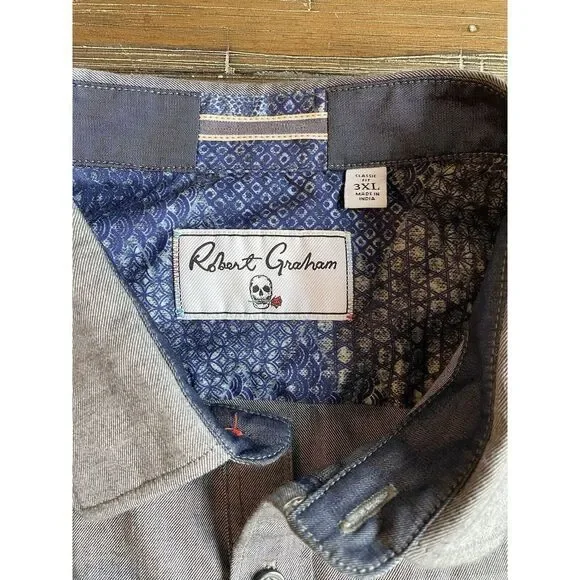 Robert Graham NWT Lovejoy Casual Button Down Shirt‎ 3XL Classic Fit Gray 178$ - Picture 2 of 5